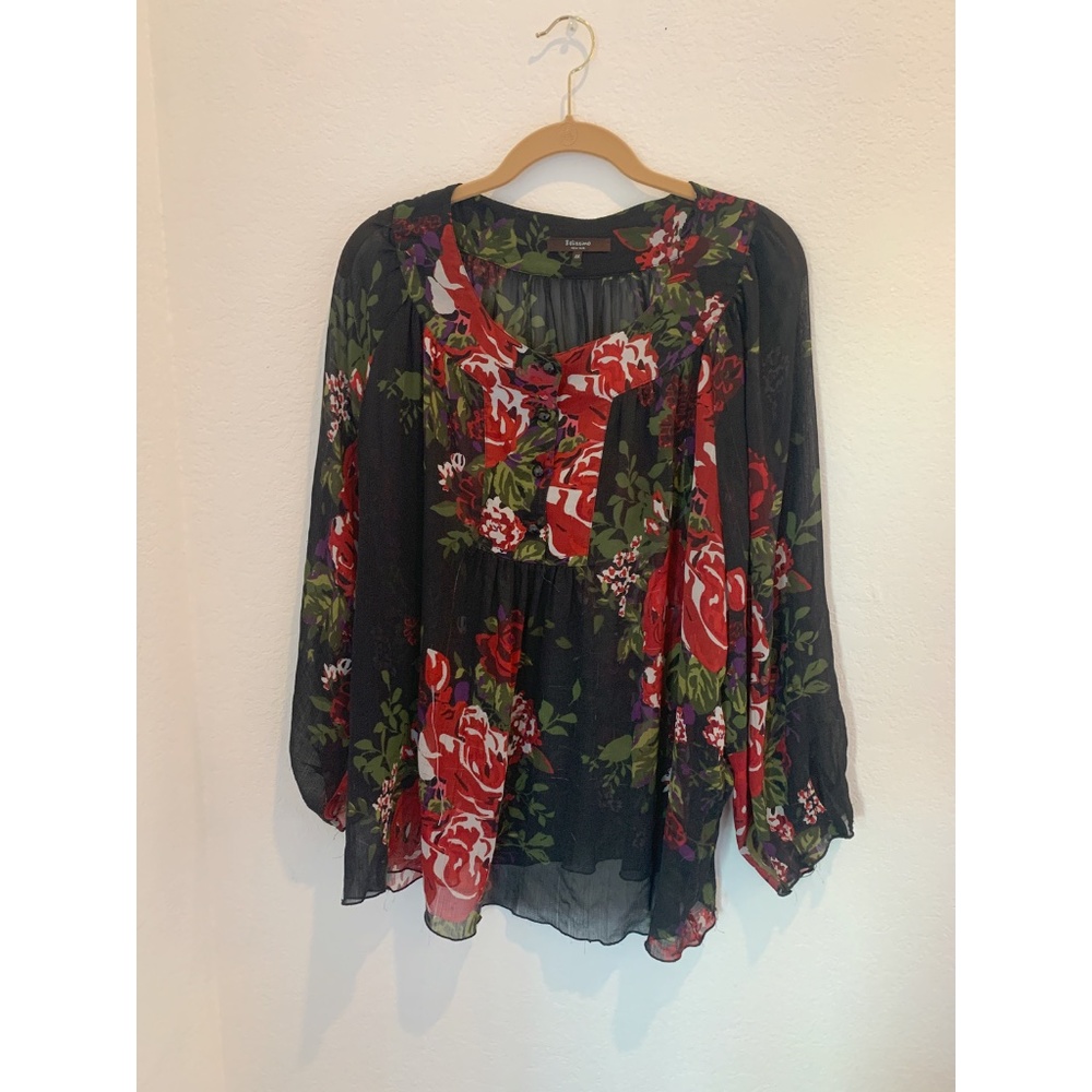 Floral Flowy Sheer Blouse